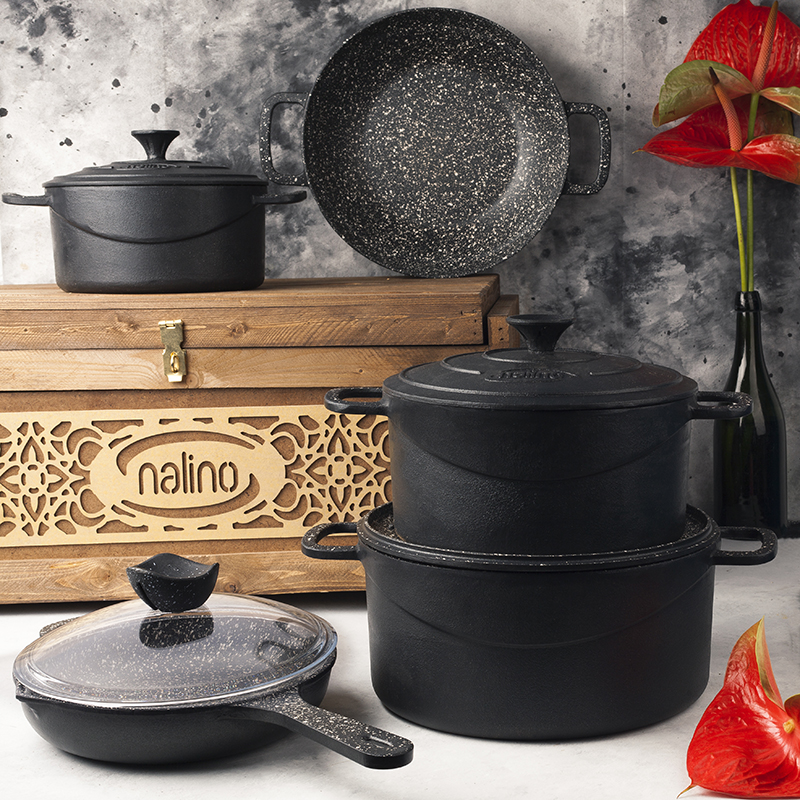 سرویس چدن نالینو 9 پارچه مدل Dio (با جعبه چوبی)