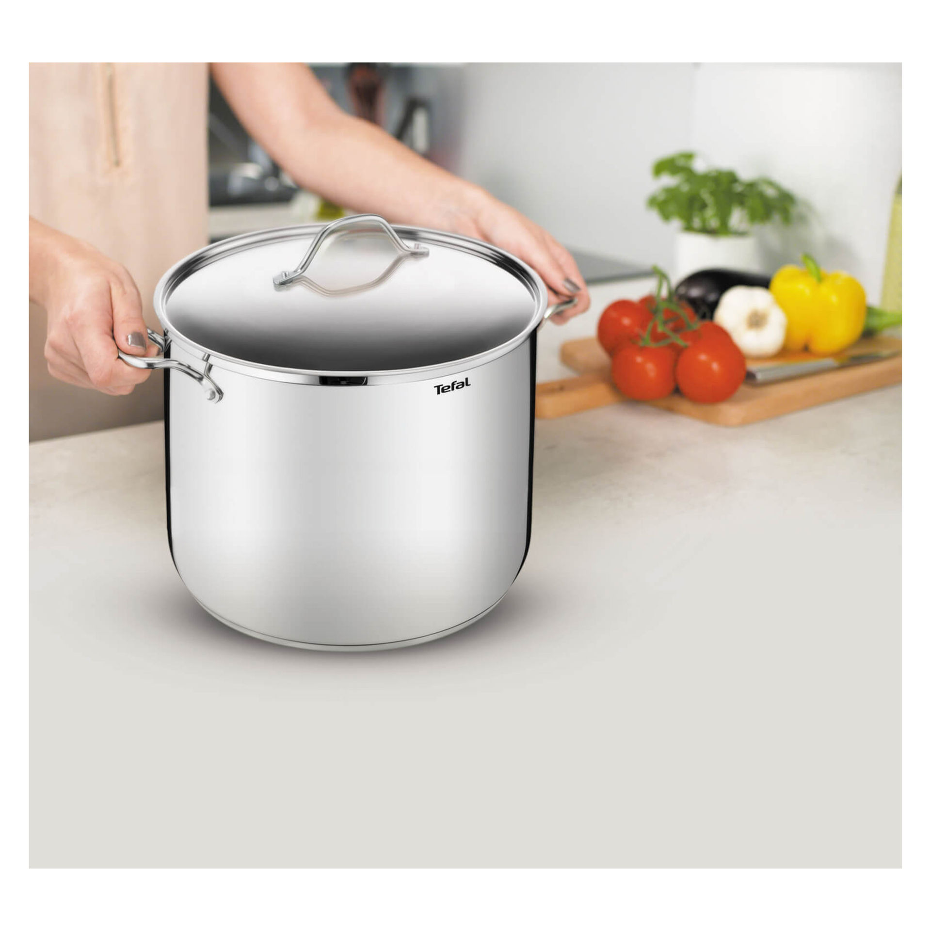 قابلمه استیل سایز 28 عمیق دربدار تفال tefal 