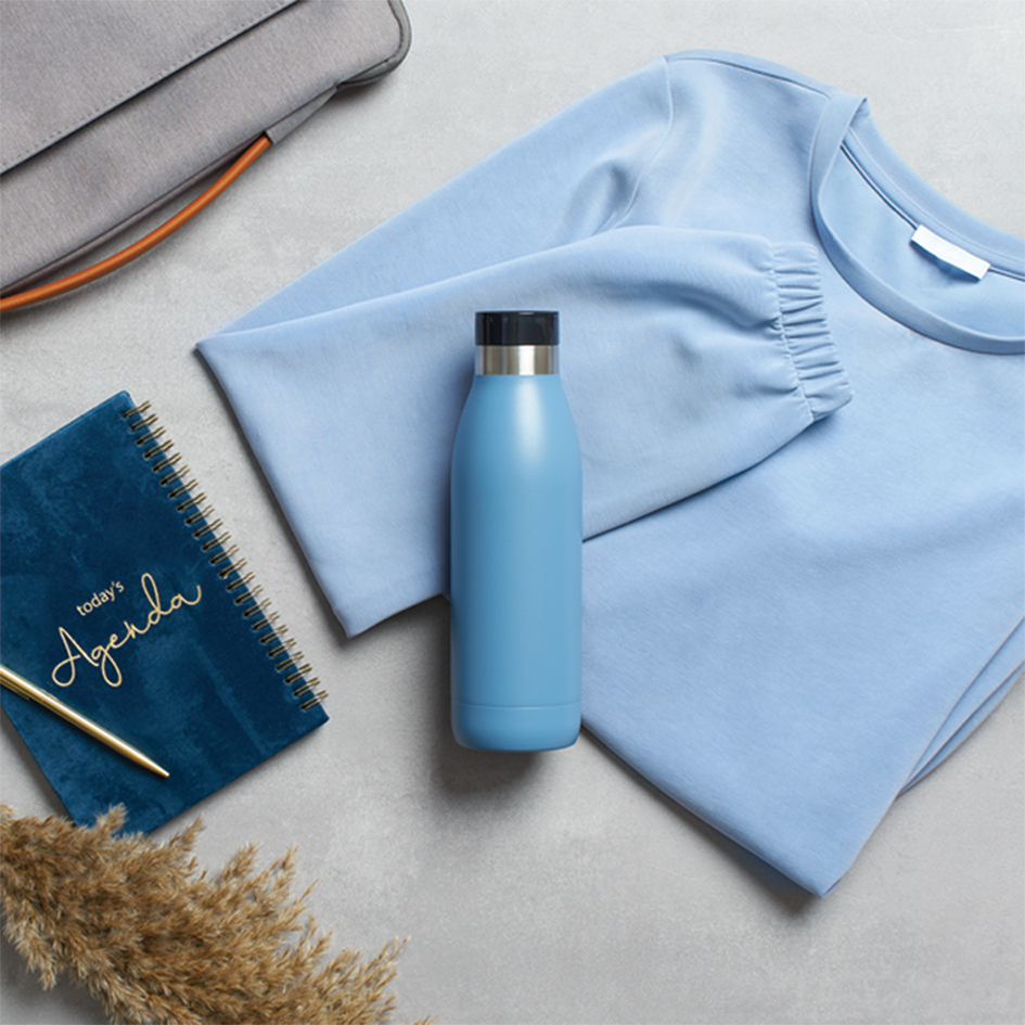 بطری استیل تفال tefal دوجداره رنگ آبی روشن 