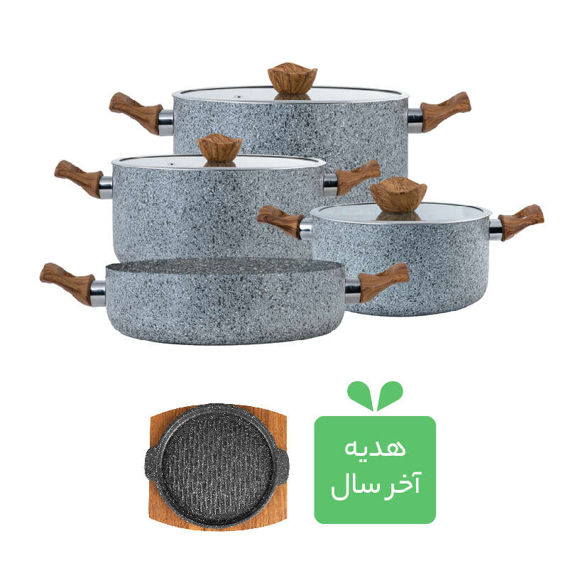 سرویس ۷ پارچه سوپر گرانیت + هدیه ( تابه چدنی فاهیتا)