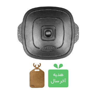 تابه مربع چدن مدل Adrina (با درب چدن) + هدیه (تخته گوشت)