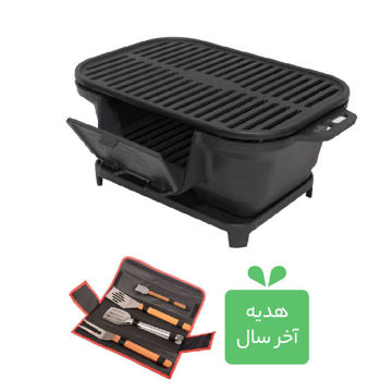 منقل باربیکیو ذغالی مدل Roza + هدیه (ست ابزار باربیکیو)