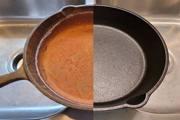 جلوگیری از زنگ زدن ظروف چدنی 
